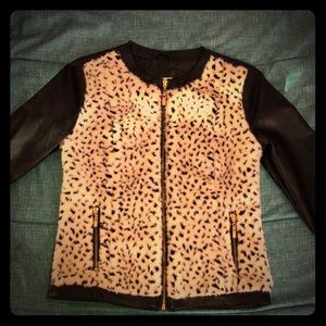 Faux leather/ fur jacket